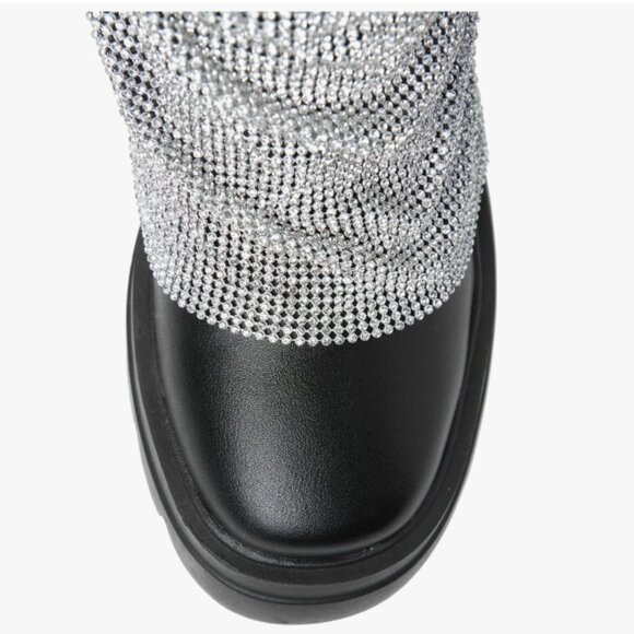 BLOOMFIELD RHINSTONE CRYSTAL BLING CHAINMAIL BOOTS - BLACK 7 - Picture 7 of 8